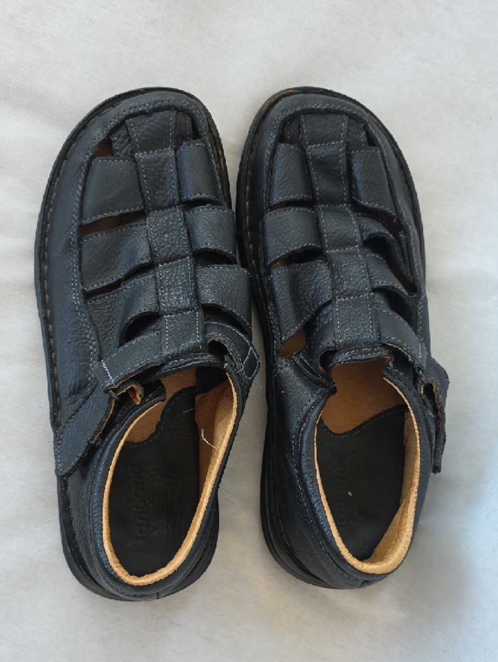 Men's Black Leather  Sandal Slip-On - Picture 7 of 9